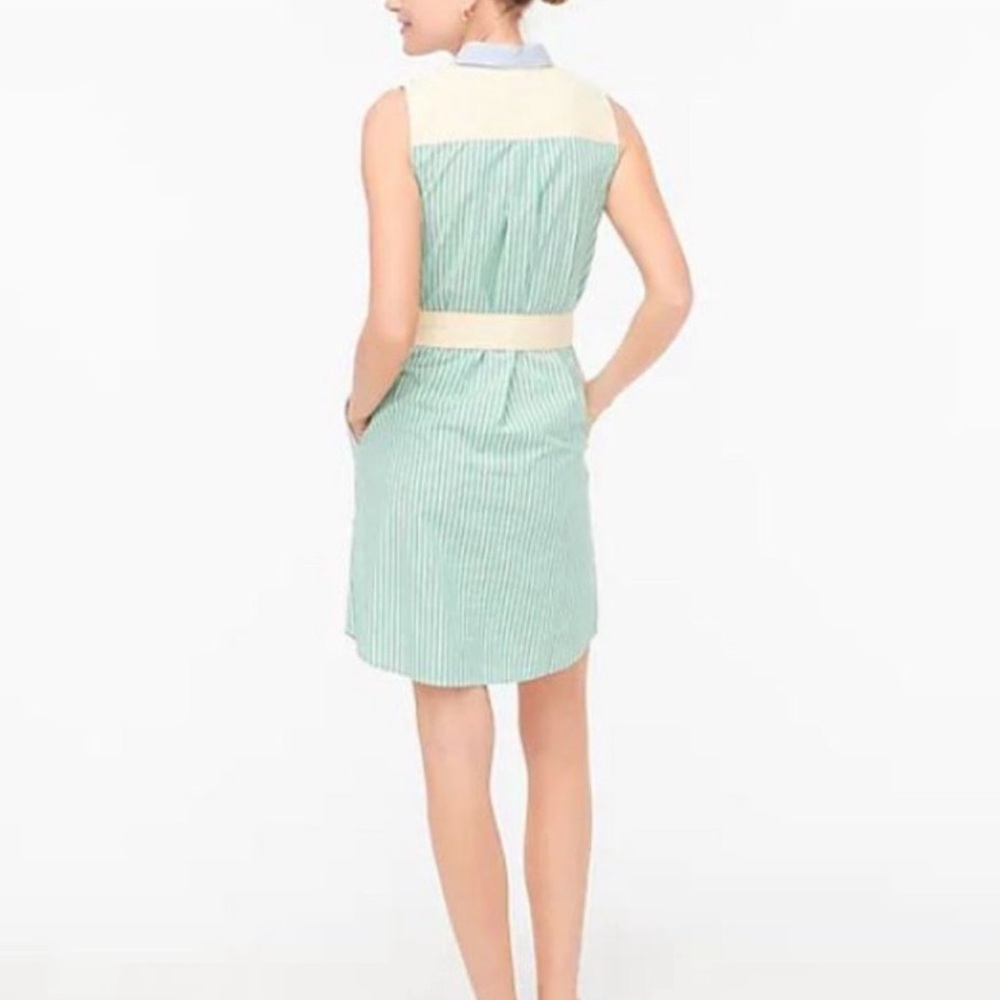 J. Crew Striped Color Block Shirt Dress W/ Belt - Picture 2 of 12